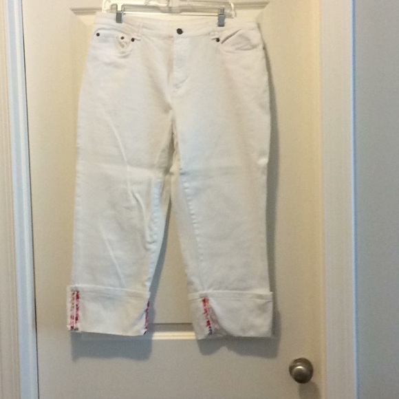 Ladies white denim cropped jeans - Picture 1 of 5